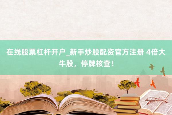 在线股票杠杆开户_新手炒股配资官方注册 4倍大牛股，停牌核查！